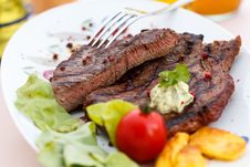 New York Strip Steak With Vegetables Stock Photos New York Strip Steak With Vegetables Stock Photos