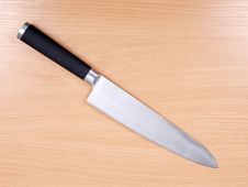 Kitchen Knives On Wood Stock Photo