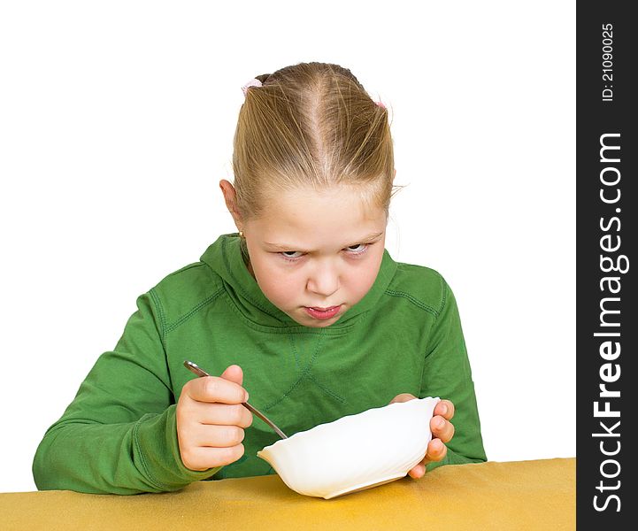 Girl eats isolated