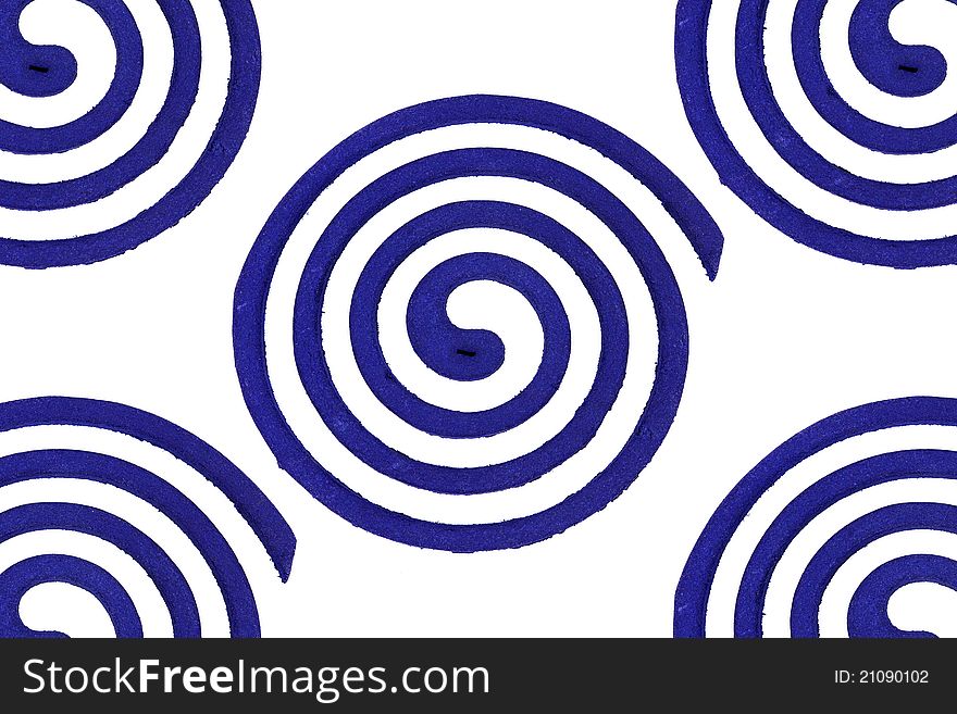 Mosquito repellent coils spiral on white background.