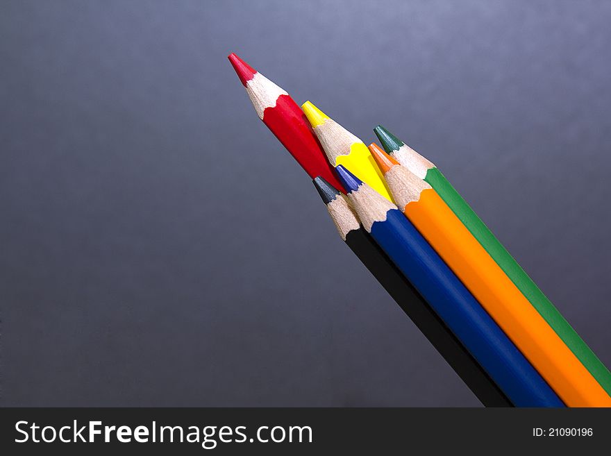Color Pencils On Black Background