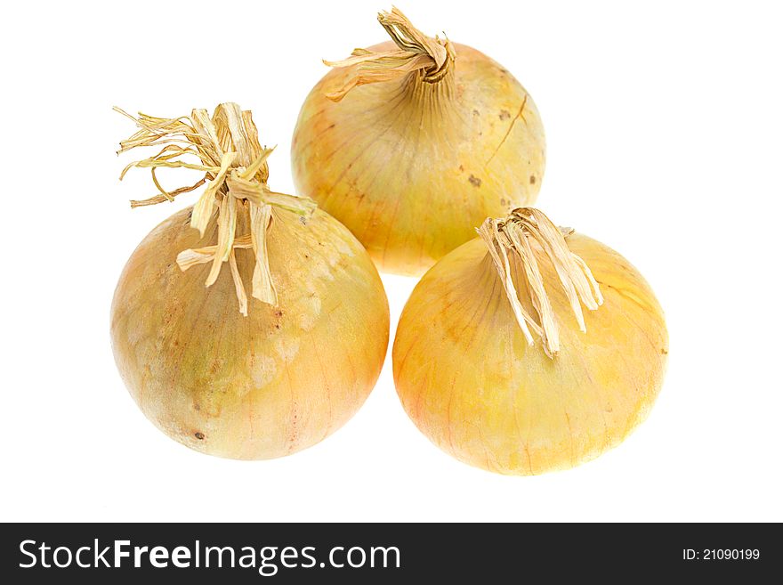 Onions On  White Background