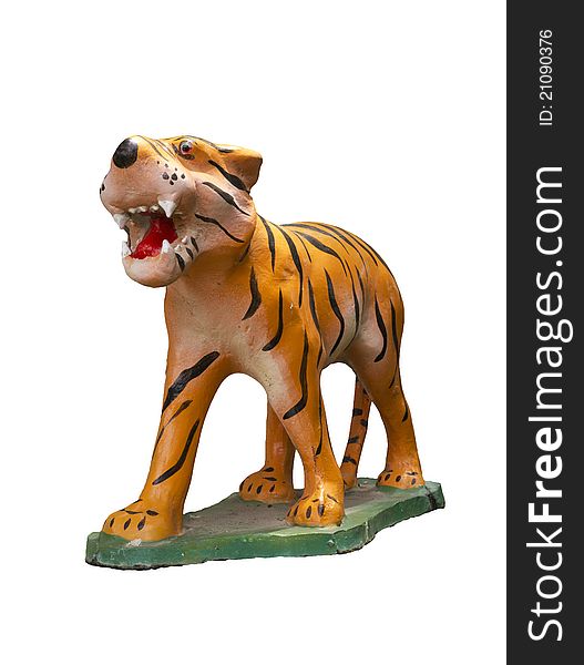 Statue Tiger isolated on white background.