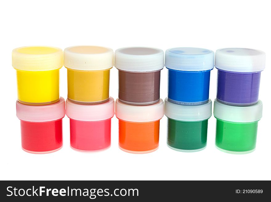 Gouache paint isolated on white