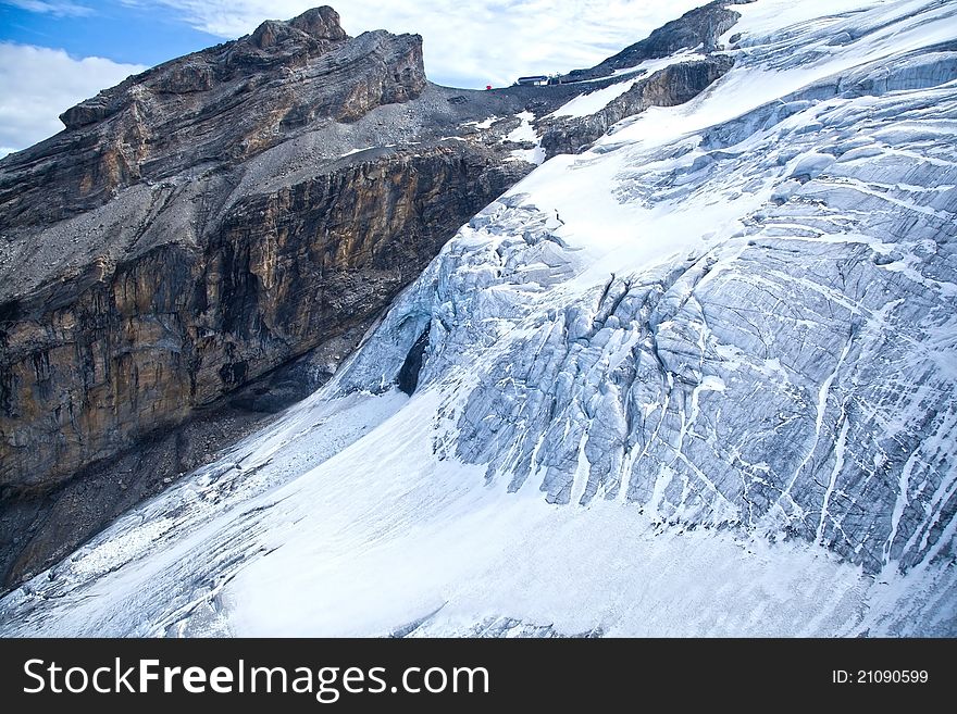 Close view of the Titlis Glacier, Switzerland