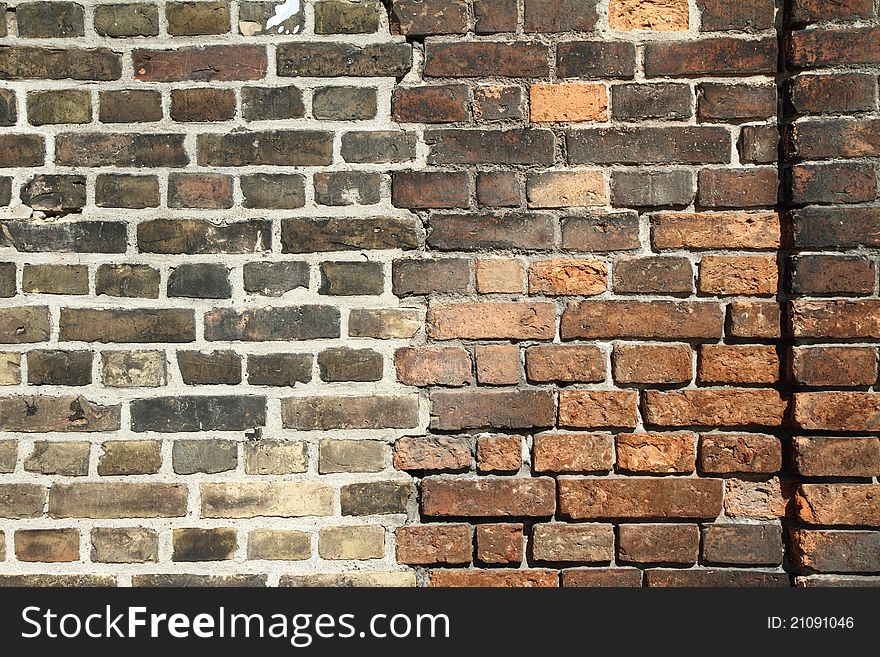 A brick wall in close up. A brick wall in close up