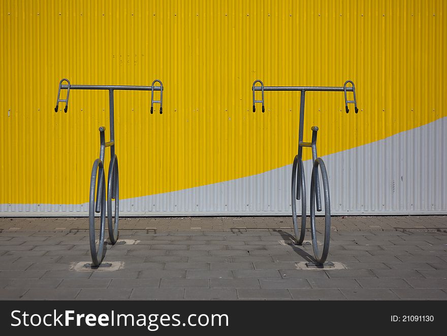 Bicycle parking neaby a modern building