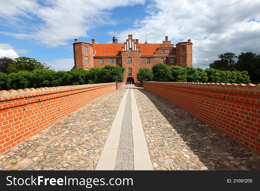 Castle, medieval fort with bridge entrance in Denmark. Castle, medieval fort with bridge entrance in Denmark