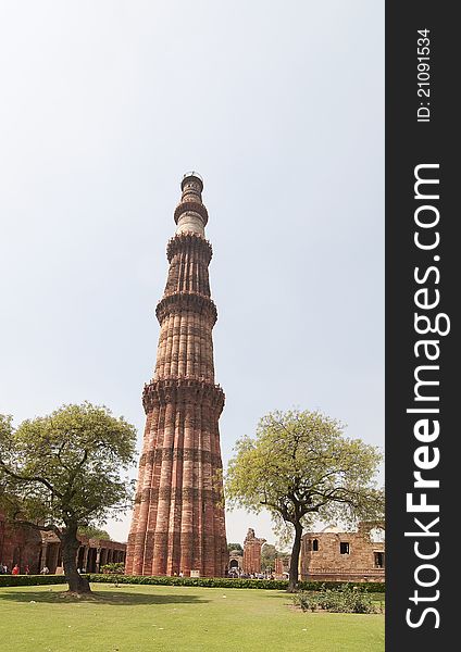 The Qutab Minar tower in New Delhi, India