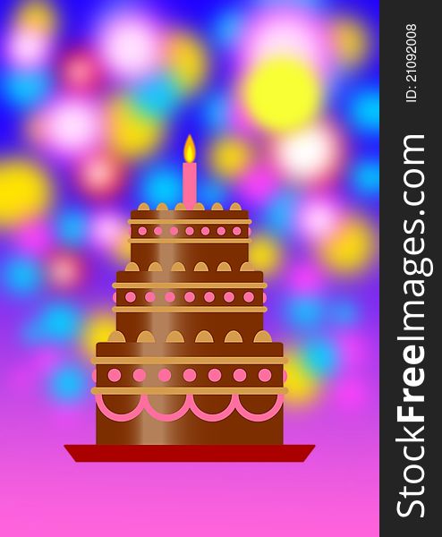 Chocolate cake on abstract background