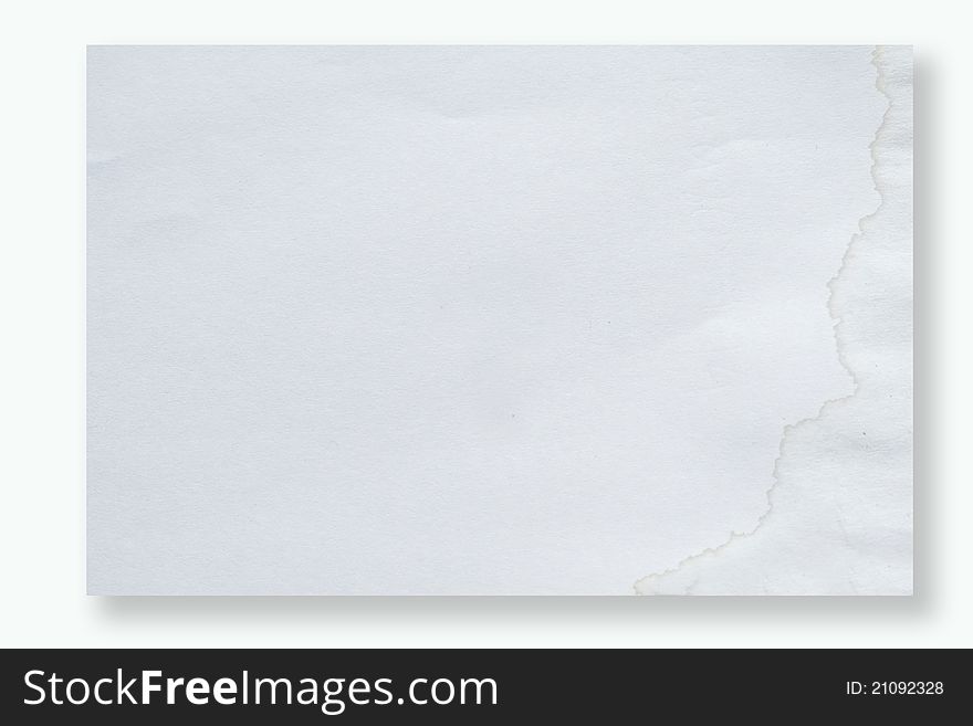 White paper on white background.
