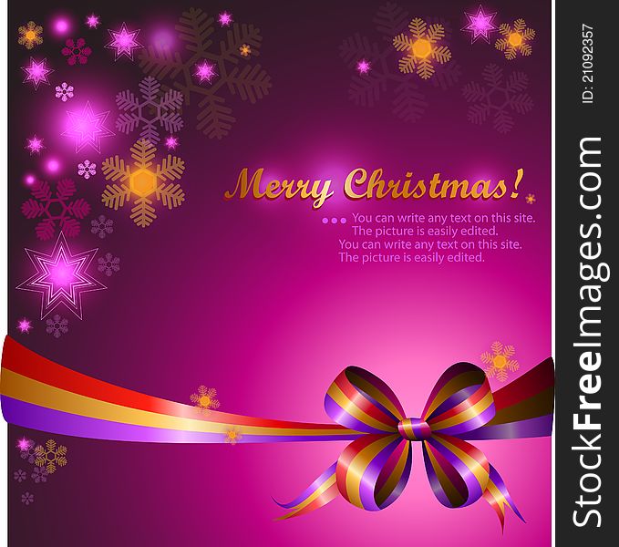 Christmas background. Colorful ribbon on a bright background