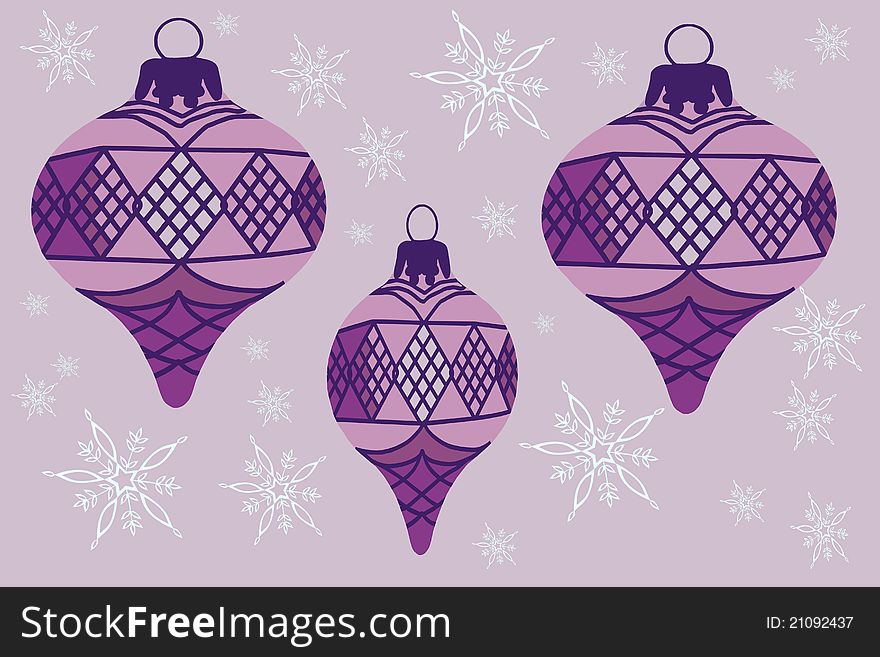 Purple Ornament Illustration with snowflakes