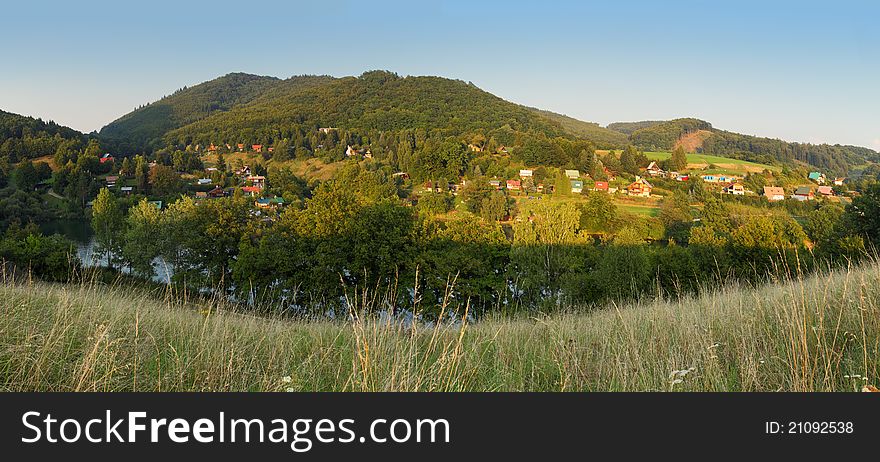 Mountains with green forest landscape. - panorama