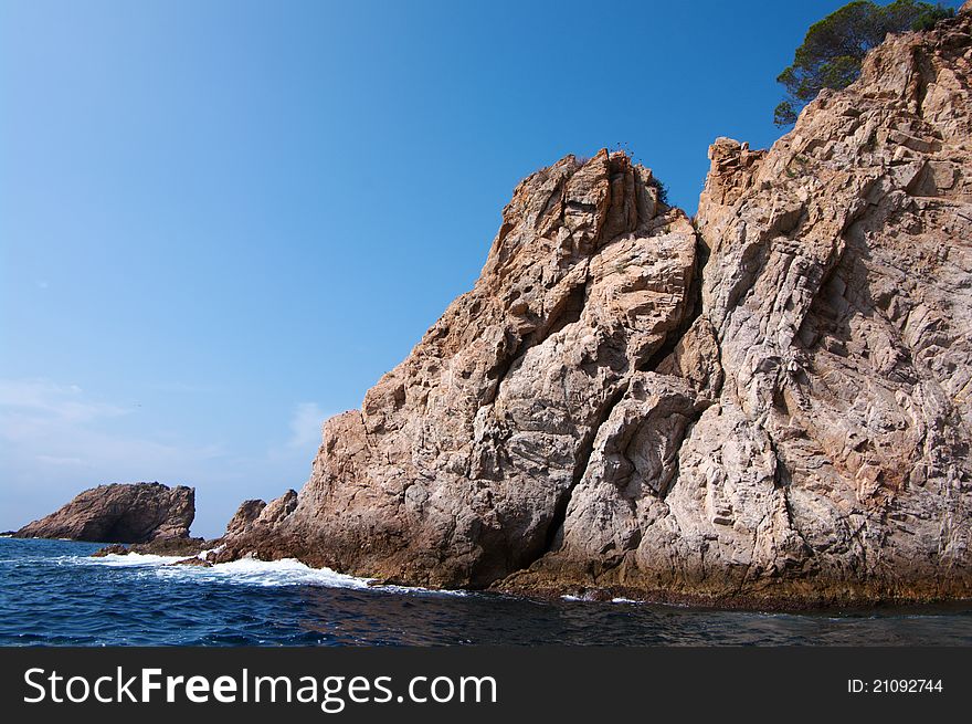 Summer seascape with waves and rocks, Costa Brava, Spain. August 2011. Summer seascape with waves and rocks, Costa Brava, Spain. August 2011.