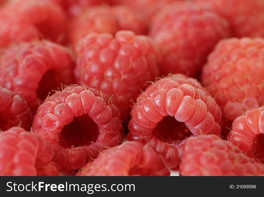 Closeup of fresh sweet raspberries