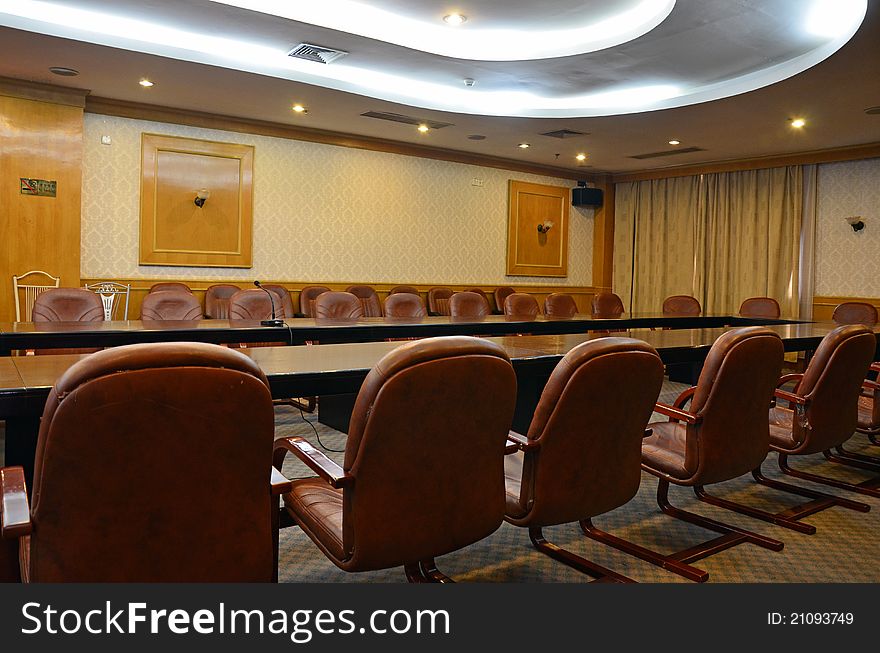 Brown meeting and conference room in a luxury five star hotel. Brown meeting and conference room in a luxury five star hotel