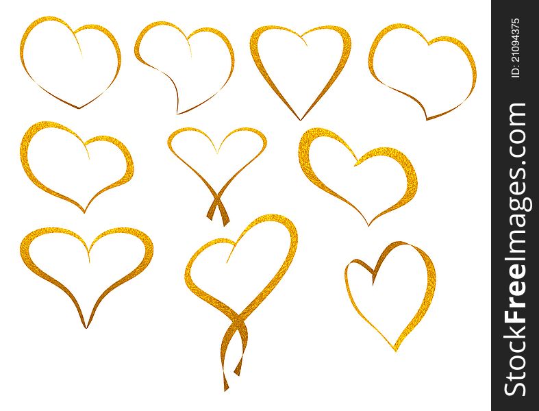 Gold heart icon on a white background. Gold heart icon on a white background.