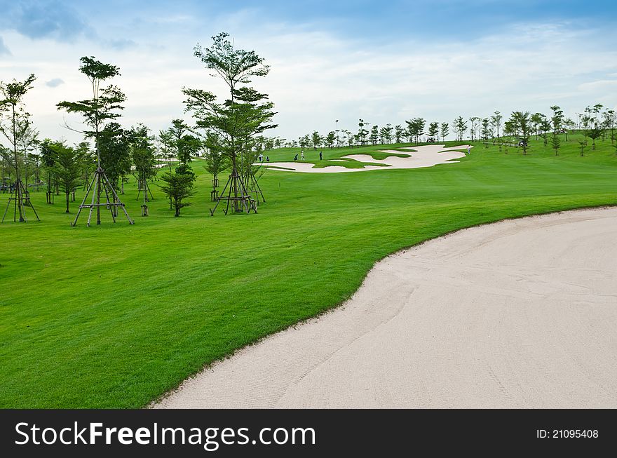 View landscape of golf course at Thailand