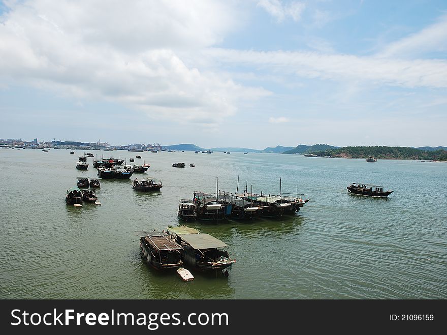 Takn in china Fangchenggang Qisha fishing port. Takn in china Fangchenggang Qisha fishing port