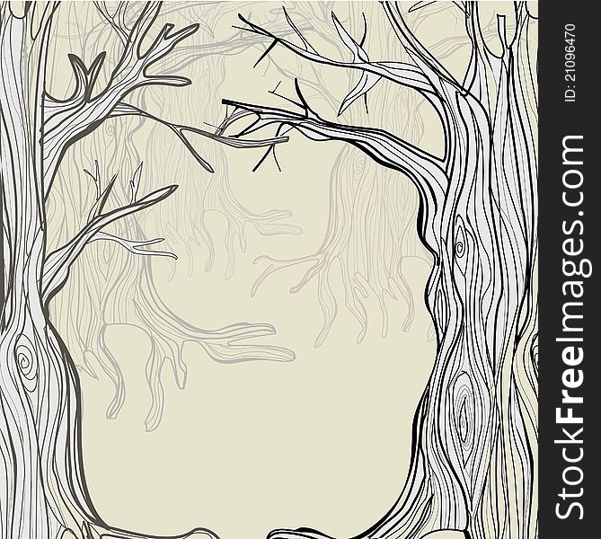 Hand drawing vector tree background
