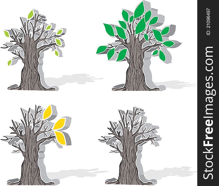 Vector four seasons tree icons