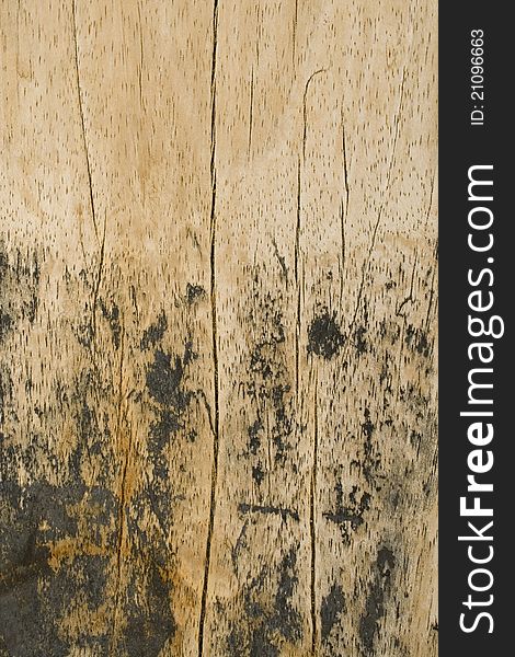 Wood beach plank with vertical cracks and black grunge stripes background