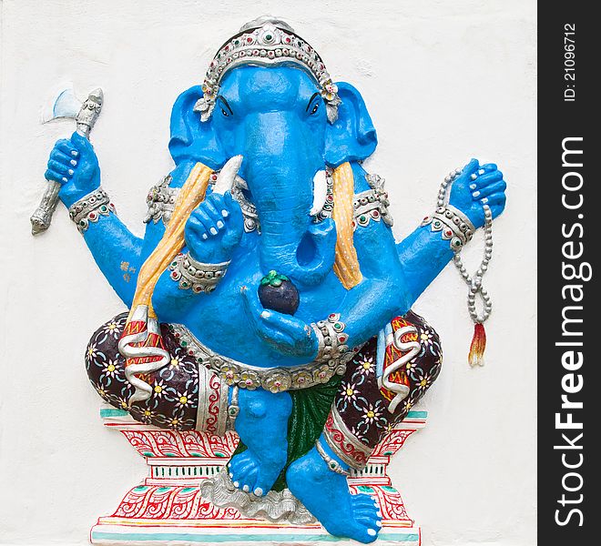 Indian or Hindu ganesha God Named Ekdanta Ganapati at temple in thailand ;The conviction will be used hand to apply to the Lord for get the wishes.