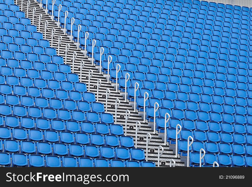 Stadium Seats, emty, numered and blue