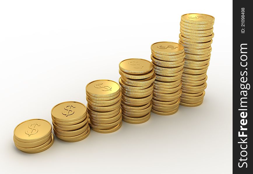 Financial diagram consisting of gold penny - this is a 3d render illustration