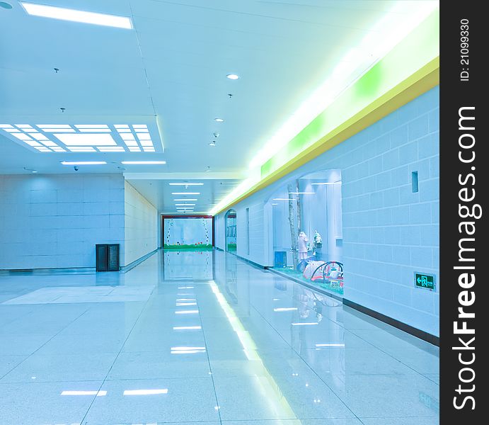 Underpass corridor in a modern building