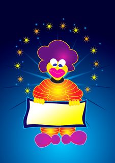Clown With Empty Board Stock Photo Clown With Empty Board Stock Photo