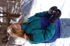 Teen Girl With Snowball Royalty Free Stock Image