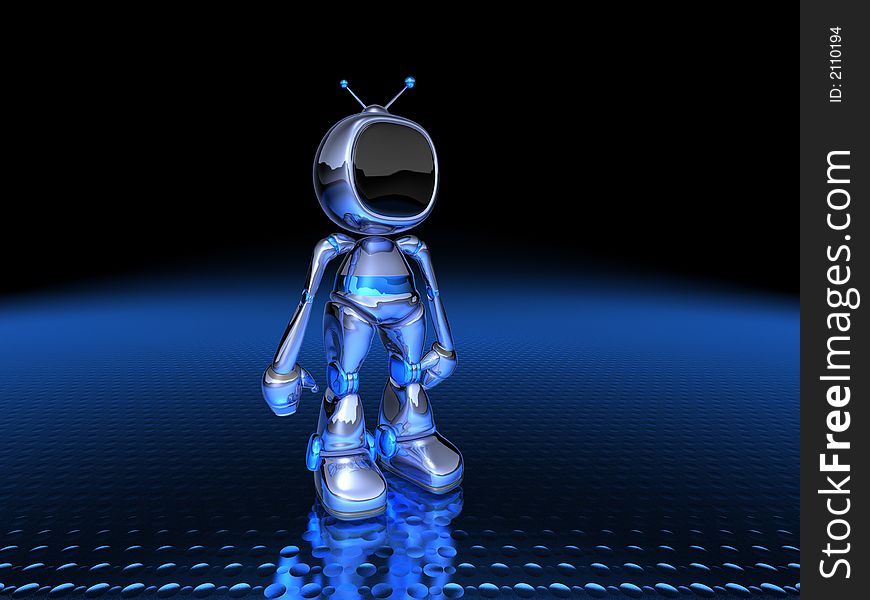 Tv robot, 3d generated picture with lightwave