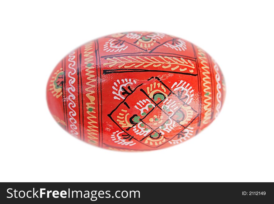 Painted red easter egg. Isolated white. Painted red easter egg. Isolated white.