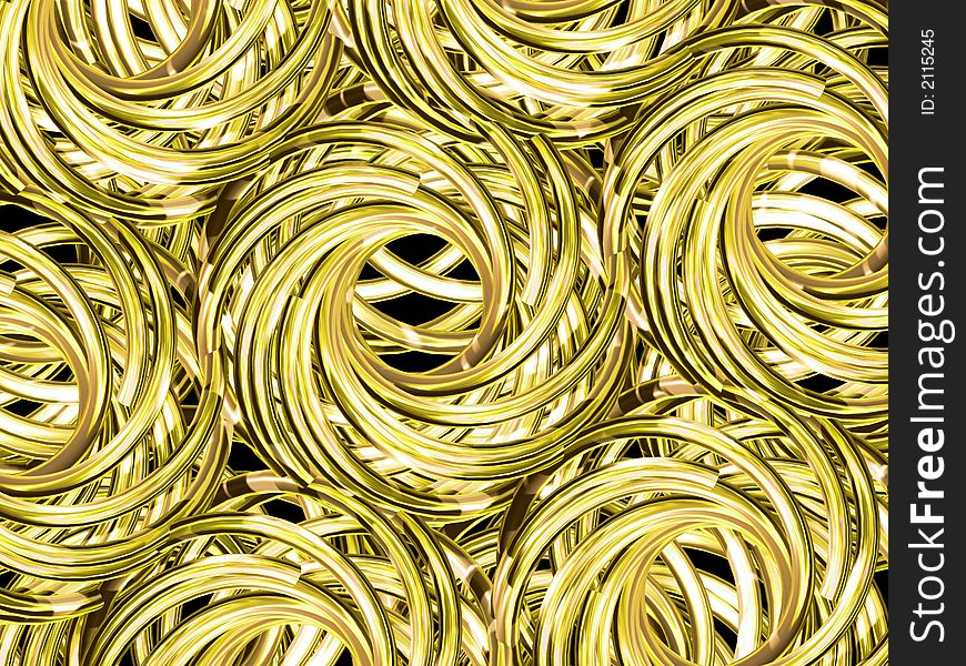 Background made of metallic yellow knots. Illustration made on computer. Background made of metallic yellow knots. Illustration made on computer.