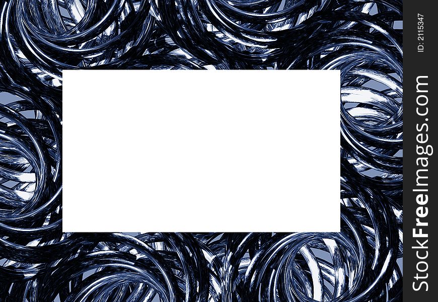 Frame made of blue metallic wave knots. Illustration made on computer. Frame made of blue metallic wave knots. Illustration made on computer.