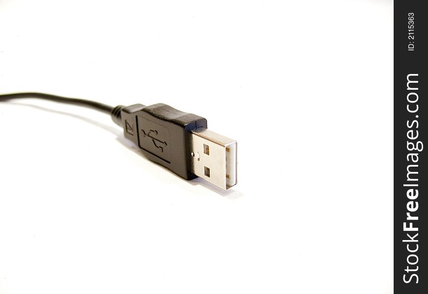 Black USB connector, cable, bus