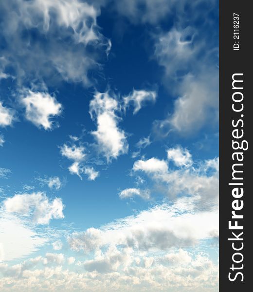 Blue sky with white clouds - digital artwork. Blue sky with white clouds - digital artwork.