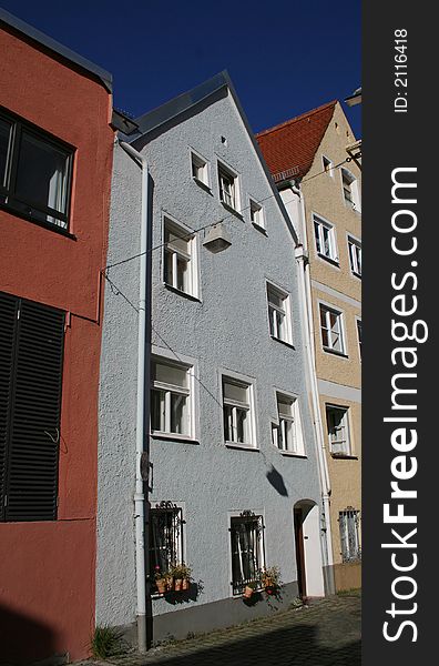 Blue house facade in landsberg