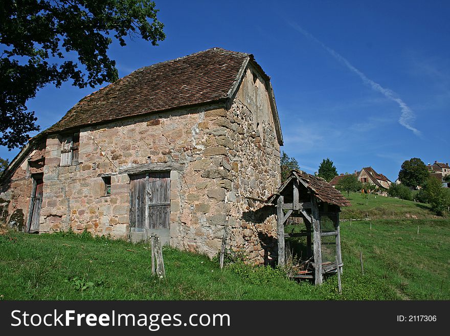 Old barn in field france. Old barn in field france