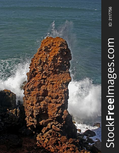 Huge Rock At The  Ocean