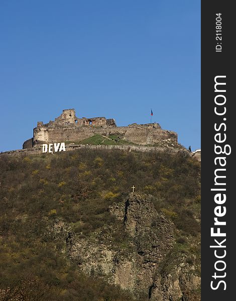 Old Deva city (Romania - europe) fort building on the hill. Old Deva city (Romania - europe) fort building on the hill