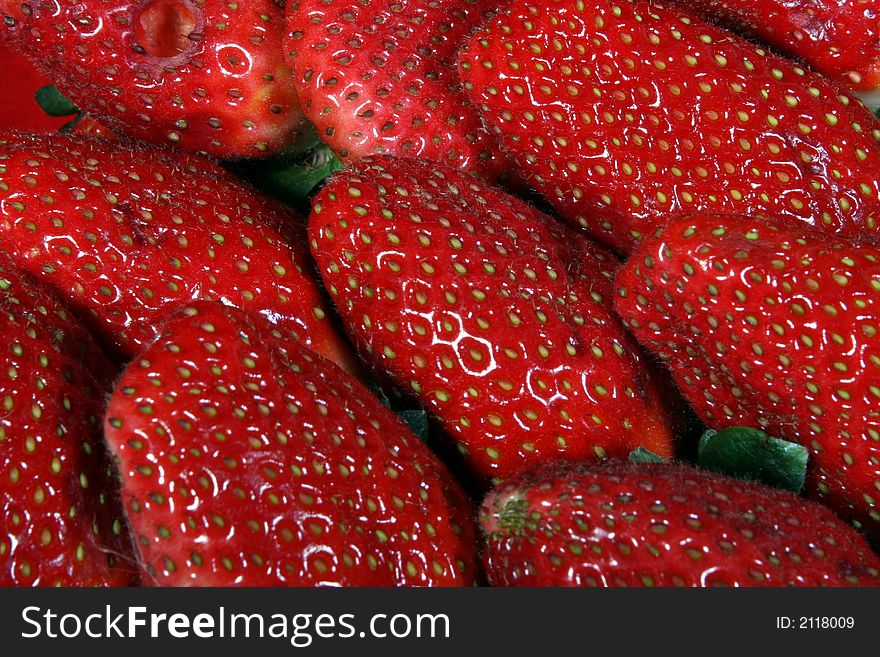 Close-up image of a bunch of strawberries showing details