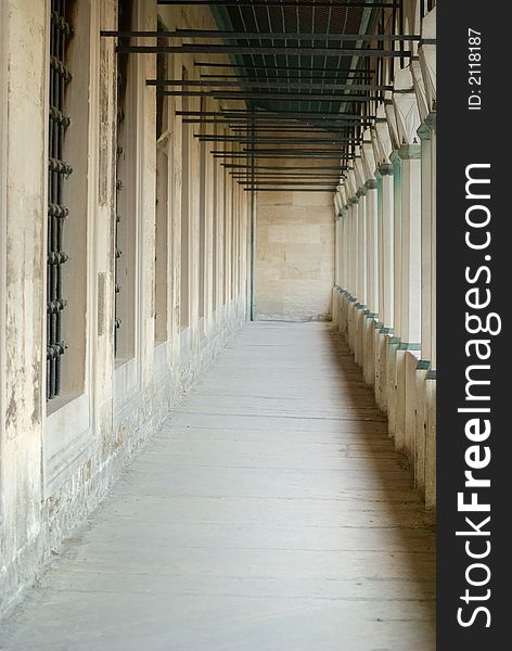 Old corridor, Sultanahmet Mosque, Istanbul, Turkey