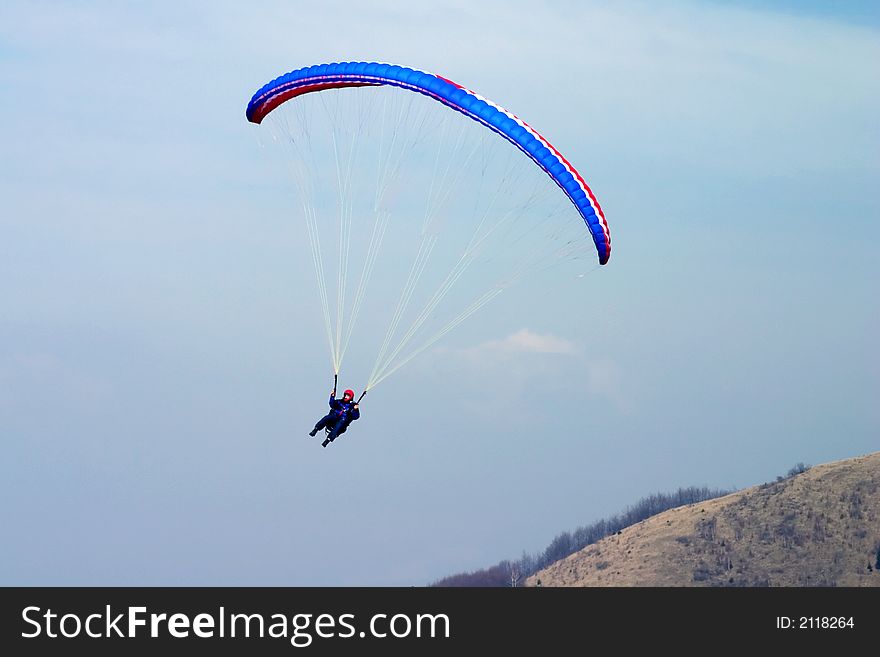 Extreme skydiver close-up in the air