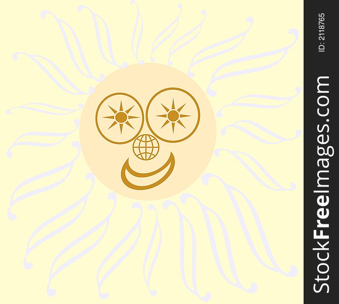 Yellow background with smiling sun. Yellow background with smiling sun