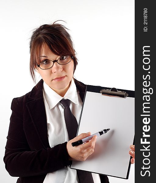 Woman Holding Clipboard 8