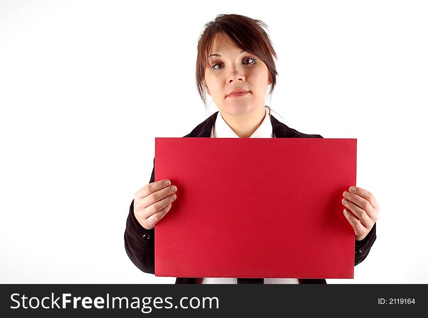 Woman holding banner 11