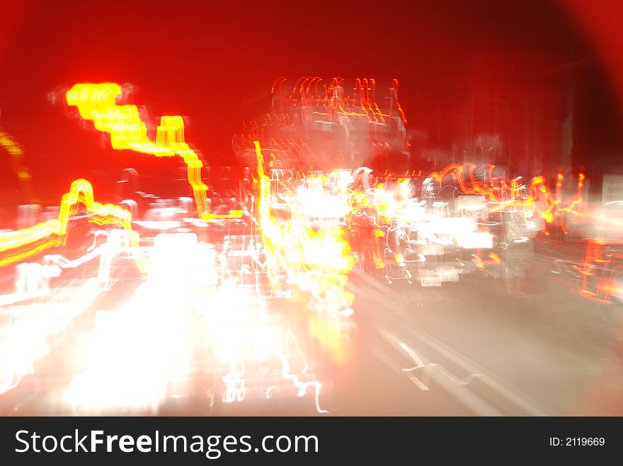 Photographic play with light and motion while stuck in traffic one night. I wasn't driving. Photographic play with light and motion while stuck in traffic one night. I wasn't driving...